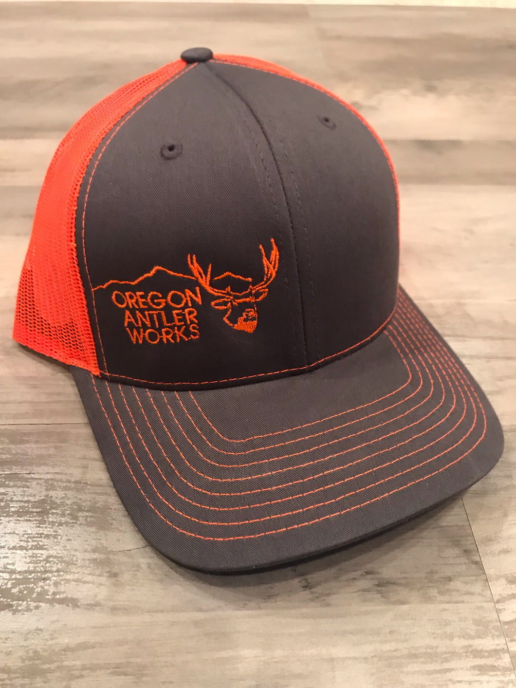Oregon Antler Works Logo Snapback - Gray/Orange